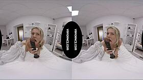 blonde milf uses big black dildo in tight pussy