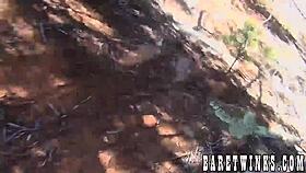 Watch This Lusty Twink Get Double Teamed And Facialized By Friends Outdoors!