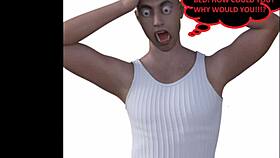 in this 3d comic, an old milf humiliates her cuckold husband with foot fetish adultery