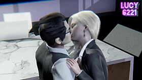 I, the young new secretary, can't say no to this big cock on the desk.