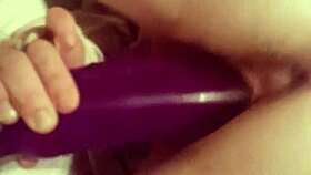 deep purple dildo stretching my wife's tight pussy hard