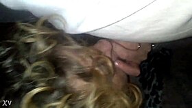 blonde milf gives blowjob on valentine's