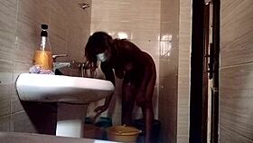 in the shower, kuzy gets nasty with her sexy ebony body