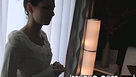 Gorgeous brunette Arian Joy rides her voyeur hard, damn that’s sneaky on patrol!