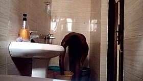 in the shower, kuzy gets nasty with her sexy ebony body