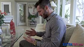 Hey, watch this tiny teen in fishnets ride huge cock!