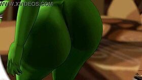 green alien with big ass steps out for bbc sex
