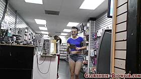 slut tugs black cock at gloryhole