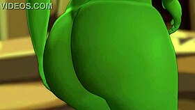 green alien with big ass steps out for bbc sex