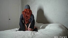 Redhead Girlfriend Showing Off And Sitting On Thick Cock With Passionate Socks And Boobs