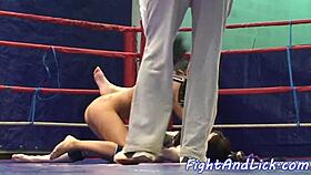 European amateur lesbians perform wrestling and oral sex