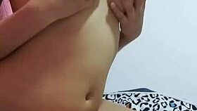 Latina teen lady shows off natural petite tits and sexy ass for your gaze.