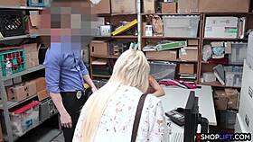 Hey, this sexy busty teen thief gets fucked in front of her milf mom at the office.