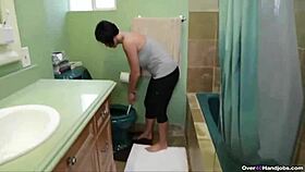 Busty Over40 Milf Gives Intense POV Handjob on Monster Cock