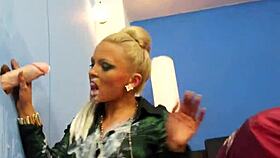 hot blond euro babe gets messy facial from gloryhole action. damn, she's adorable!