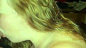 Pushed against garage wall for intense deepthroat action