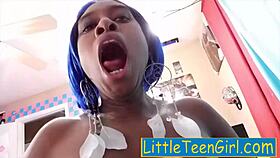 Ebony Teen Gets Rough Deepthroat Blowjob From Angry Step Dad
