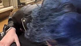 Intense Public Blowjob In Subway Train.