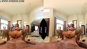 Busty milf Nikki Benz rides monster cock in stockings