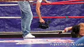 Pussylicking Euro Dykes Wrestle On The Floor