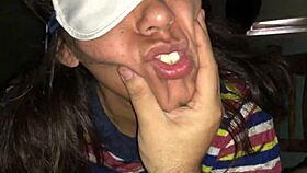 Blindfolded Argentinian Slut Sucks Cock in POV