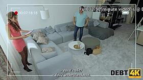 Beautiful Czech girl in stockings handles debt with shaved pussy in POV scene