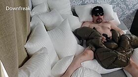 I hump my silky smooth down jacket for a big cumshot