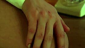 busty brett teasing her pussy in those red high heels?