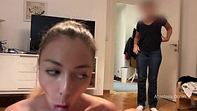 My Stepmom Caught Me Giving A Blowjob To My Boyfriend We Were Talking And She Watched And He Cum