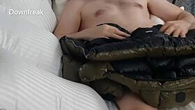 I hump my silky smooth down jacket for a big cumshot