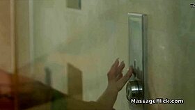 big tit asian masseuse works on wet cock in shower