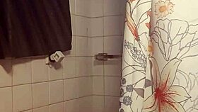 playing with my big monster cock in the shower bathing ass