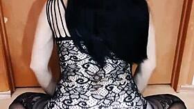 I watch my MILF wife masturbatin' her pussy in stockings