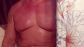 playing with my big monster cock in the shower bathing ass