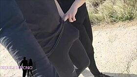 during sports session, i sucked trainer's cock then he fucked me against tree