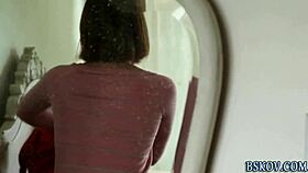 redhead milf receives a facial treatment