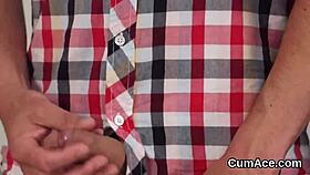 Wicked stunner gets cumshot on her face eating all the jizm