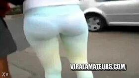 touching the naked buttock through wearing transparent trousers in the public region