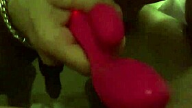 Blonde couple toys and fucks in the shower