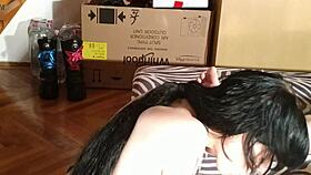 Sexy teen goth slave girl licks clean her master's feet