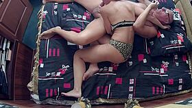 Watch The Handjob On My Mature Wife's Cock On Fresh New Sheets From Above