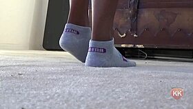feeling the intense thrill of puma socks on my ebony feet and ass, so sensual