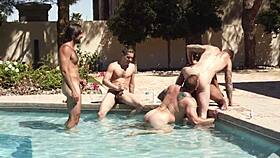 hunky colby jansen and gay buddies suck dicks rough in pool orgy