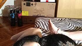 Sexy teen goth slave girl licks clean her master's feet