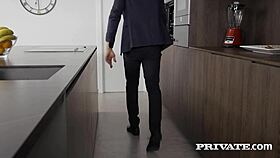 Private com handy woman Mona Blue gives her customer a handjob in lingerie