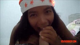 Thai teen Heather deepthroats in HD Christmas video! 🎄