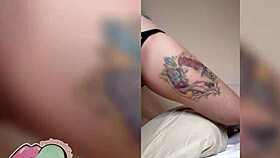 i rub my tattooed pussy with the pillow, licking and masturbating 😘
