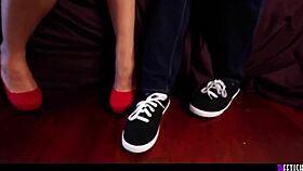 Sofie Reyez and Ashlynn Taylor licking feet in lesbian femdom