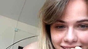 Blonde model Alexandra Smelova poses