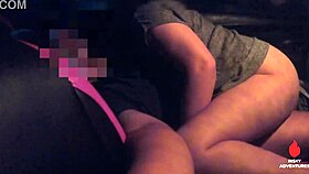 The woman leaves the party to engage in intimate activities in the vehicle.